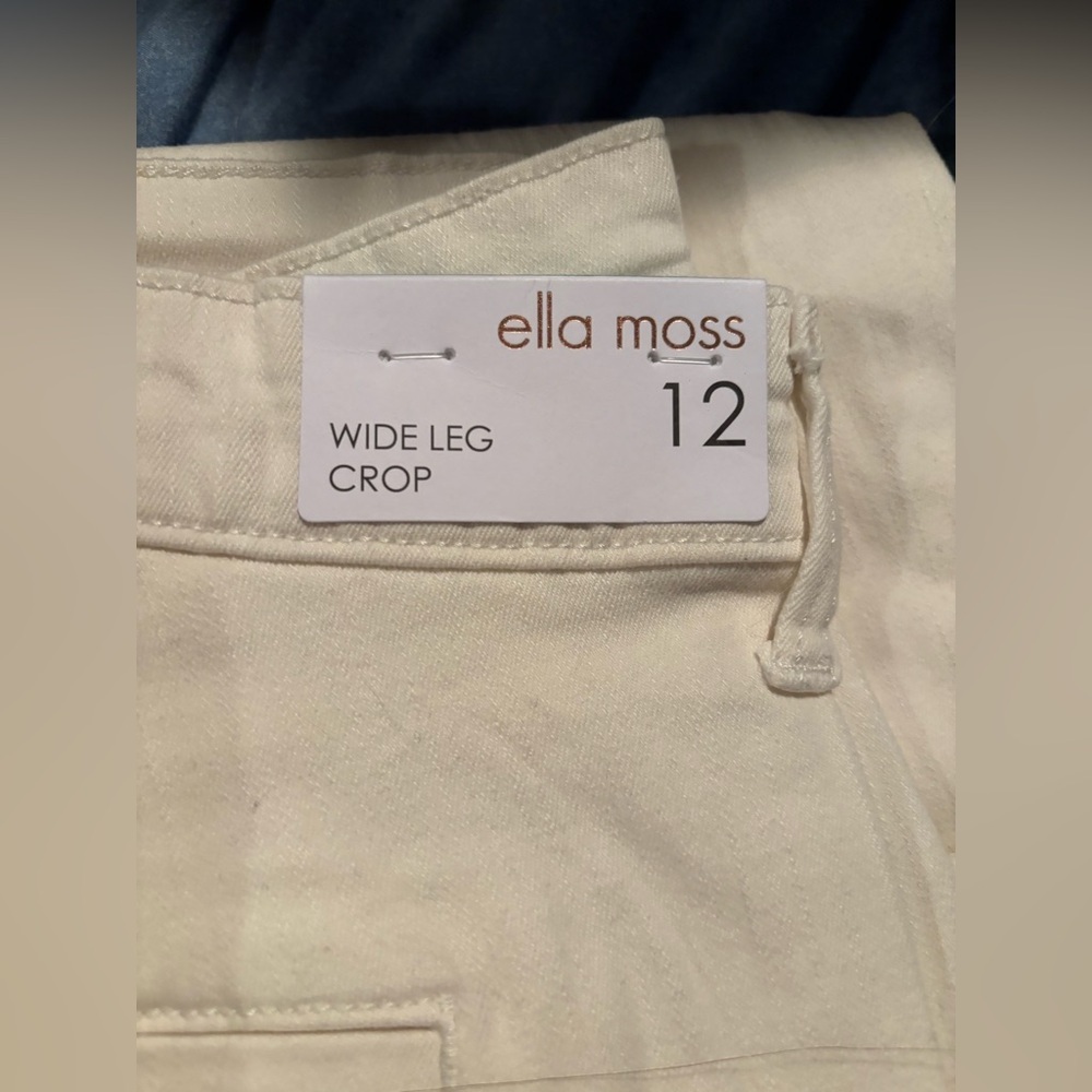NWT Ella Moss Cream Wide-Leg Crop Pants Size 12 - Picture 6 of 6